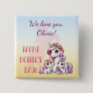 Mother's Day Unicorn-Themed Party 2 Inch Square Button