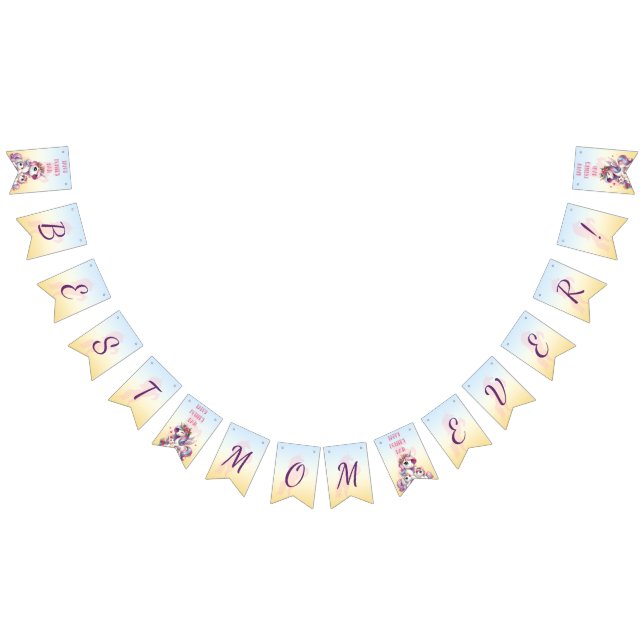 Mother's Day Unicorn-Themed Party Bunting Flags (All)