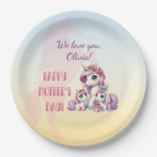 Mother's Day Unicorn-Themed Party Paper Plate