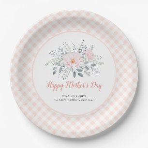 Mother's Day Watercolor Floral Blush Pink Paper Plate