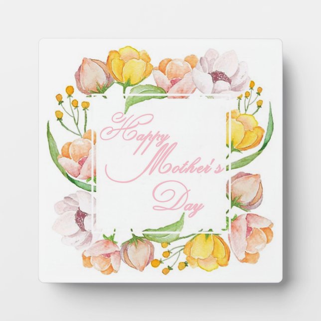 Mother's Day watercolor floral Plaque (Front)
