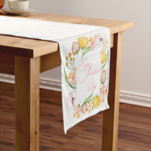 Mother's Day watercolor floral Short Table Runner