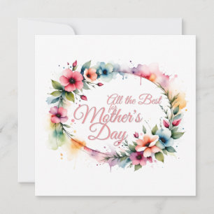 Mother's Day Watercolor Floral Wreath in Pink V2.0