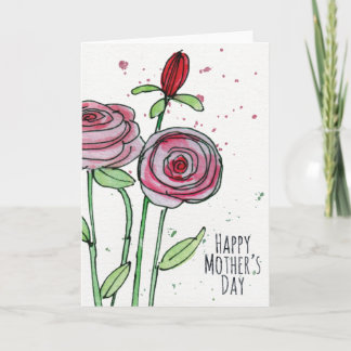 Mother's Day Watercolor Flowers Greeting Card