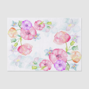Mother's Day Watercolor Flowers Mom Word Art Tissue Paper