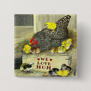 Mother's Day:  We Love Mom! 2 Inch Square Button