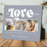 Mother's Day We love You Mom Family Photo Collage Plaque<br><div class="desc">We love you!  For the Best Mom or Grandma Ever in your life,  a modern,  trendy Instagram family photo collage throw pillow with modern script typography and your personal name and message on dusty blue.</div>