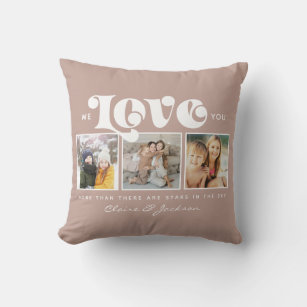 Mother's Day We love You Mom Family Photo Collage  Throw Pillow
