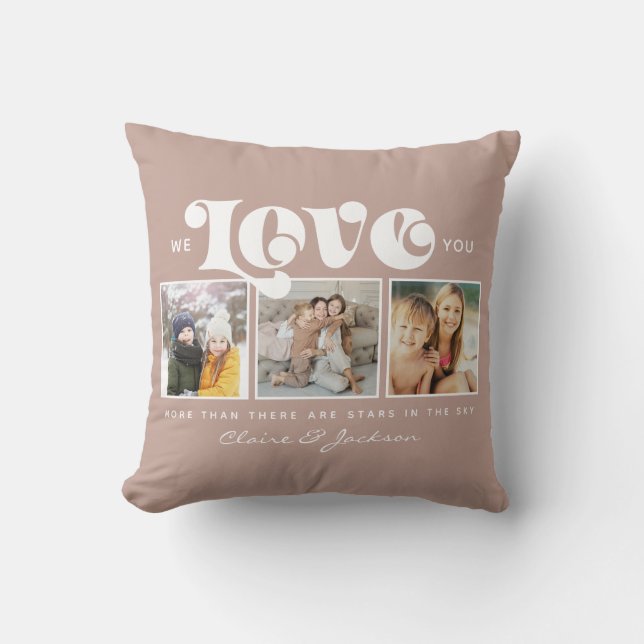 Mother's Day We love You Mom Family Photo Collage  Throw Pillow (Front)