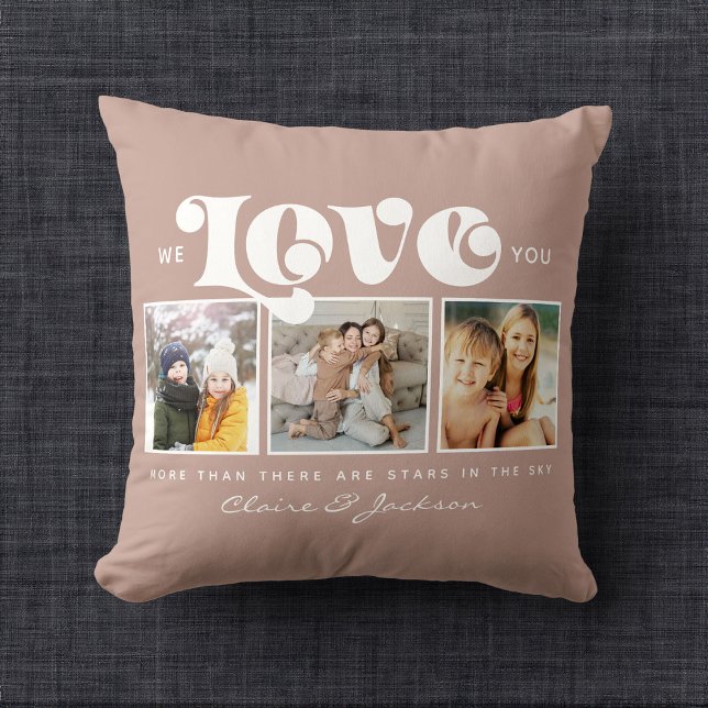 Mother's Day We love You Mom Family Photo Collage  Throw Pillow (Creator Uploaded)