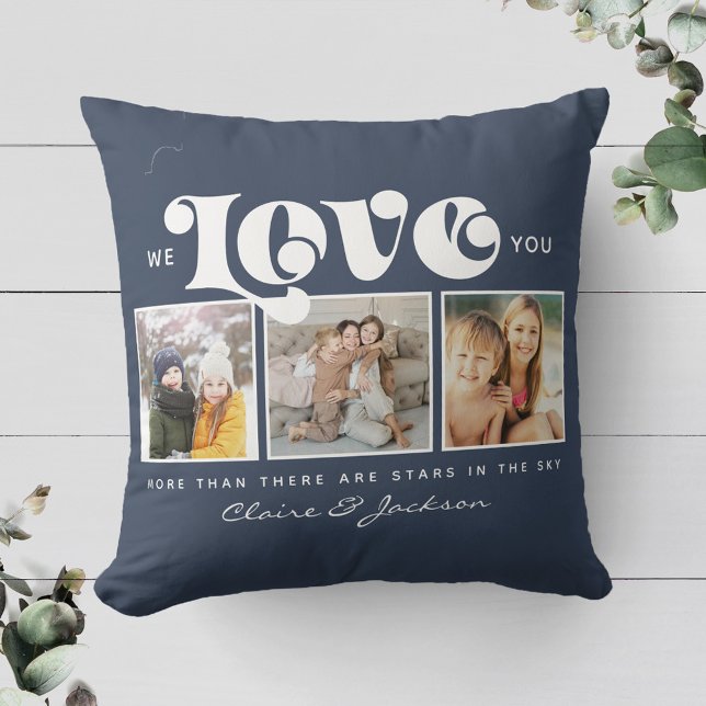 Mother's Day We love You Mom Family Photo Collage  Throw Pillow (Creator Uploaded)