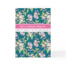 Mother's Day Welsh Greeting Pink Apple Blossom