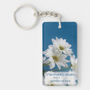 Mother's Day White Daisies Garden of Love Blue Sky Keychain