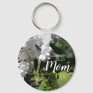 Mother's Day White Lilacs Best Mom Ever Keychain