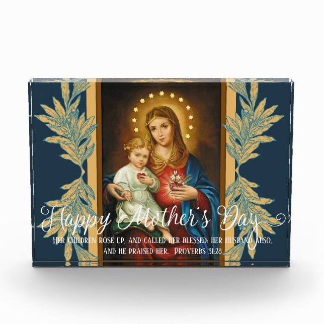 Mother's Day White Overlay |Immaculate Mary Jesus Photo Block (Front)