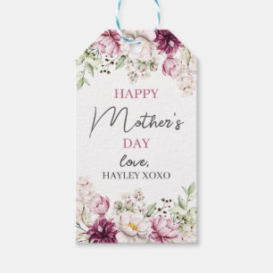 Mother's Day White & Purple Floral Greenery Favour Gift Tags