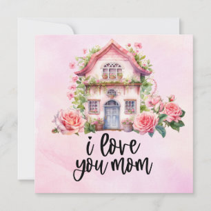 Mother's Day with pink flowers Holiday Card