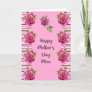 Mother's Day with Pink Roses for Mom Thank You Card