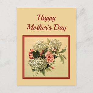 Mother's Day with Vintage Floral Bouquet Holiday Postcard