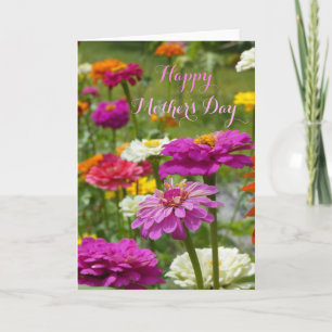 "Mother's Day with Zinnias." Greeting Card