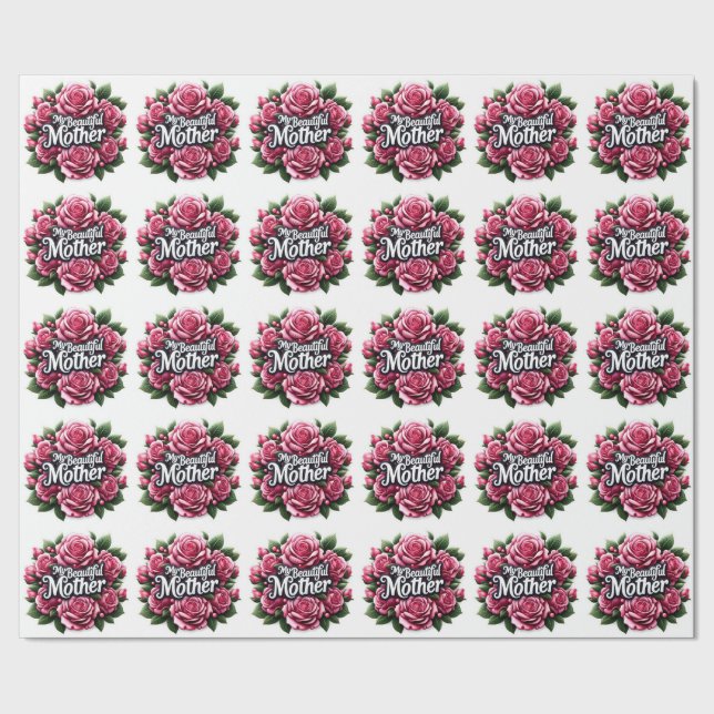 Mother's Day Words "My Beautiful Mother"  Wrapping Paper (Seam)