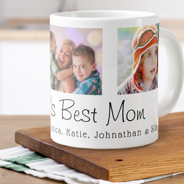 Mother's Day World's Best Mom 3 Photos Large Coffee Mug (Mother's Day World's Best Mom 3 Photos Giant Coffee Mug)