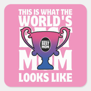 Mother's Day World's Best Mom Bisexual Flag Colour Square Sticker