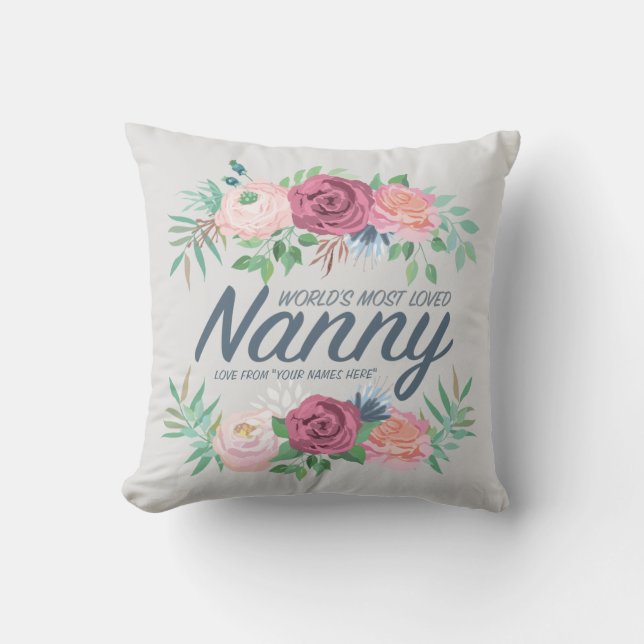 Mother's Day - World's Most Loved Nanny Throw Pillow (Front)