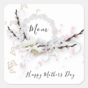 Mother's Day Wreath Square Sticker