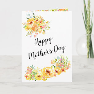 Mother's Day Yellow Autumn Floral Custom Design Card