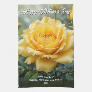 Mother's Day Yellow Rose Flowers Elegant Kitchen Towel