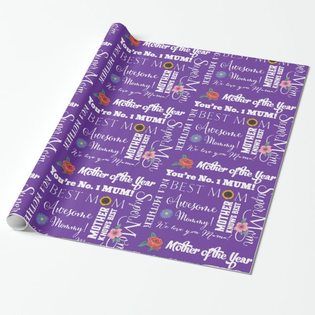 Mother's Day You're No. 1 Mom Best Mommy Wrapping Paper (Unrolled)