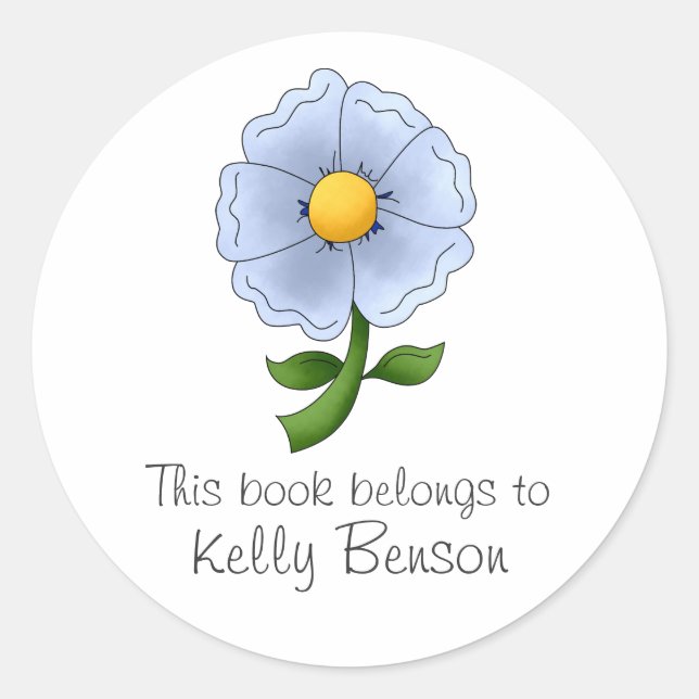 Mother's Flowers · Blue Flower Classic Round Sticker (Front)