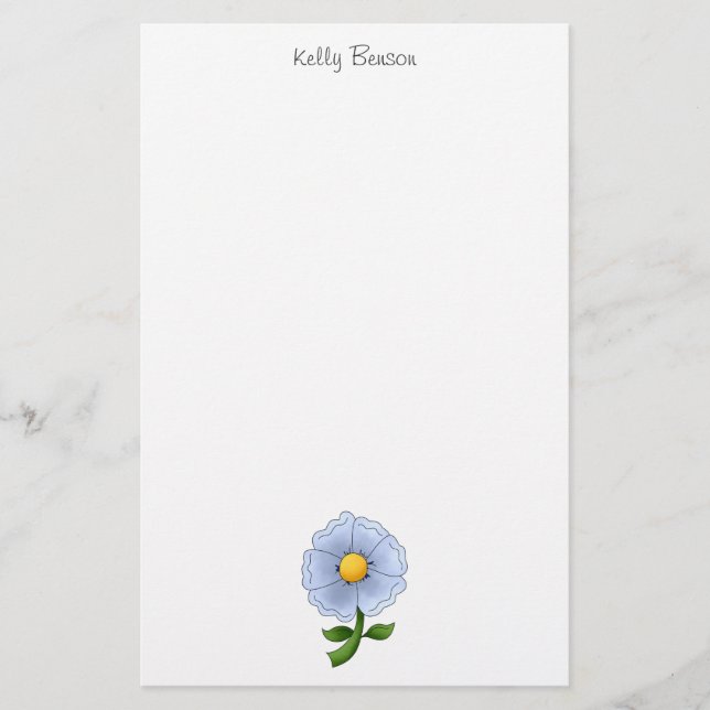 Mother's Flowers · Blue Flower Stationery (Front)