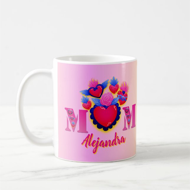 Mother's Hearts Editable Name Coffee Mug (Left)