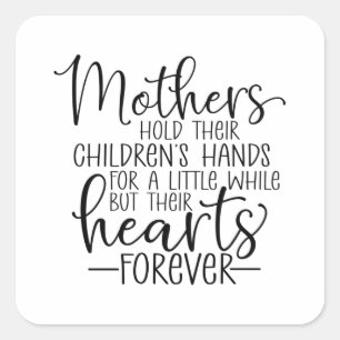 Mothers hold their children’s hand for a little wh square sticker