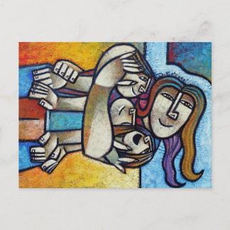 Mothers Hug - Contemporary Cubist Fine Art Postcar Postcard