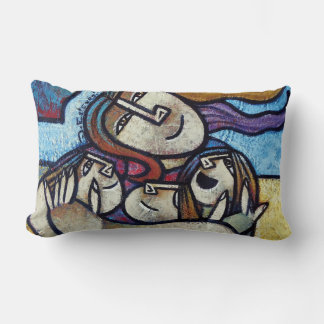 Mothers Hug - Contemporary Cubist Lumbar Pillow