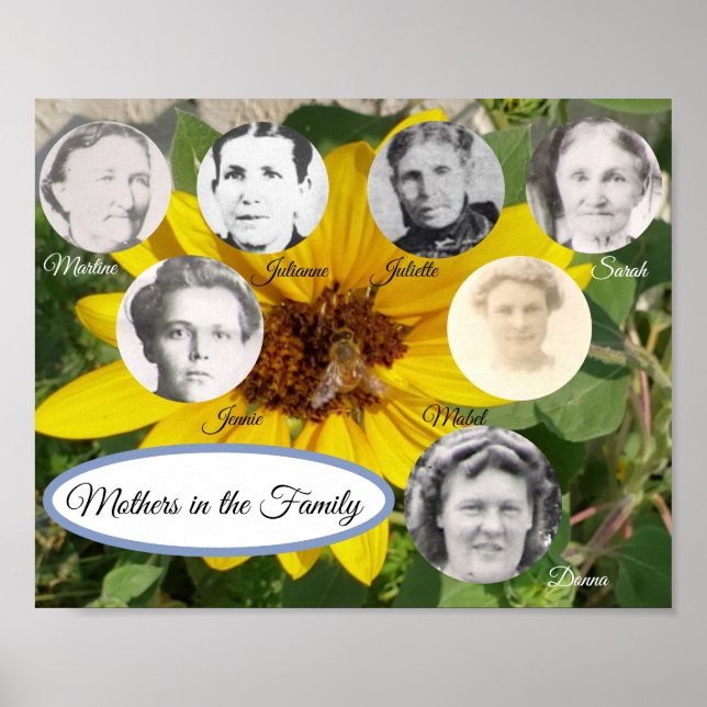 Mothers in the Family Photo Sunflower and Bee  Poster (Front)