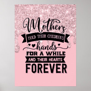 Mothers Inspirational Pink Dripping Glitter Poster