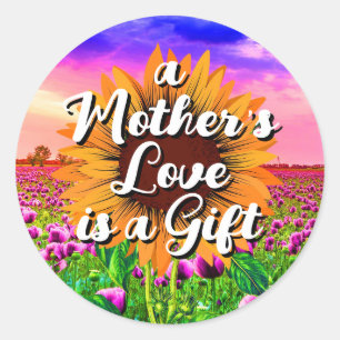 Mother's Love is a Gift   Elegant Floral Stickers