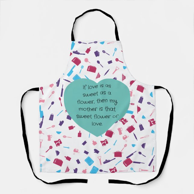 Mother's love kitchen. I Love You Mom Apron (Front)