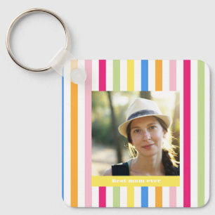 Mothers'day best mom ever modern colorful photo keychain