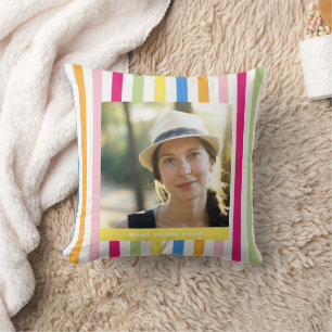 Mothers'day best mom ever modern colourful photo throw pillow