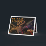 Mothman Attacks Birthday Card<br><div class="desc">Scary card with Metal Mothman destroying city with Laser Eyes.</div>