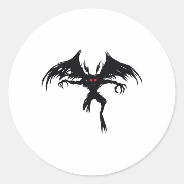 MOTHMAN CLASSIC ROUND STICKER (Front)