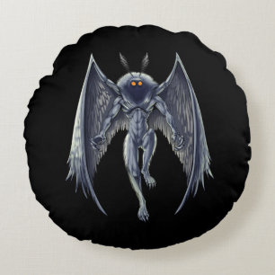 Mothman Cryptid Creature Round Pillow