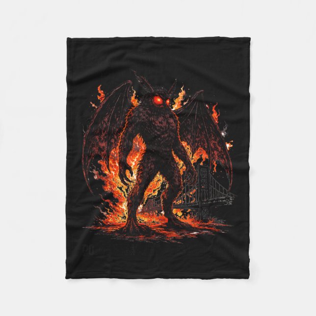 Mothman Cryptid Cryptozoology Point Pleasant West Fleece Blanket (Front)