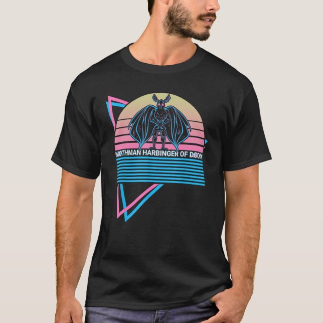Mothman Cryptid Retro Mothman Harbinger Of Doom T-Shirt (Front)