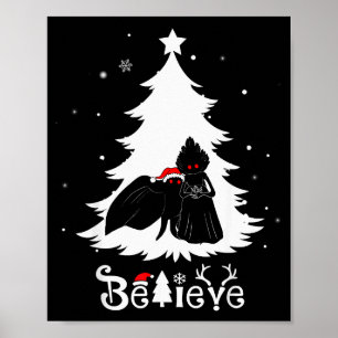 Mothman Flatwoods Monster Christmas Believe Funny  Poster